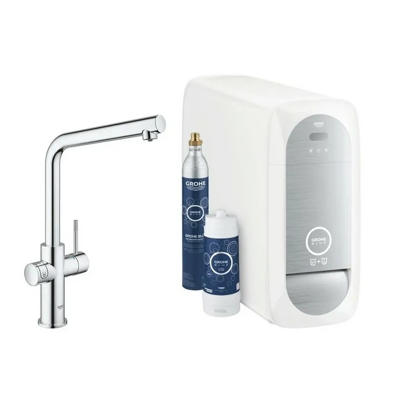 BLUE HOME sistema completo rubinetto bocca a L e refrigeratore con sistema WiFi finitura cromo 31454001 - Per lavelli