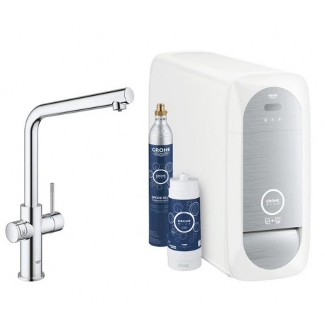 BLUE HOME sistema completo rubinetto bocca a L e refrigeratore con sistema WiFi finitura cromo 31454001 - Per lavelli