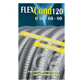 FLEXCOND 120 FLESSIBILE PER CONDENSAZIONE rotolo 30 metri - diam. 80 mm TKDP080ROTT120 - Inox a parete semplice