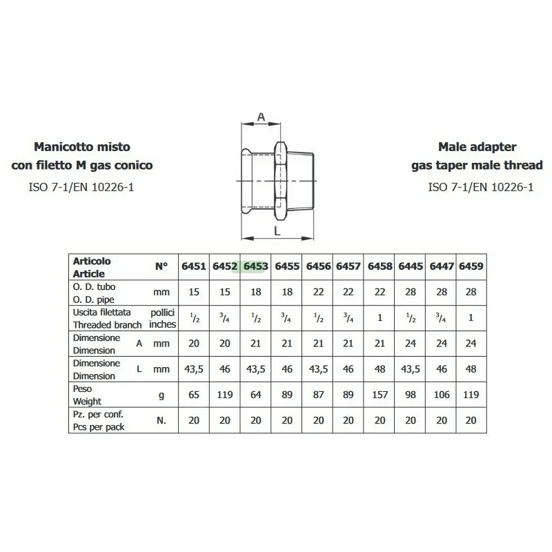 MANICOTTO 6453 18x1/2 M.F. INOX 6453 - A pressare inox per acqua