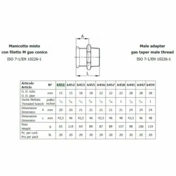 MANICOTTO 6451 15x1/2 M.F. INOX 6451 6451 - A pressare inox per acqua