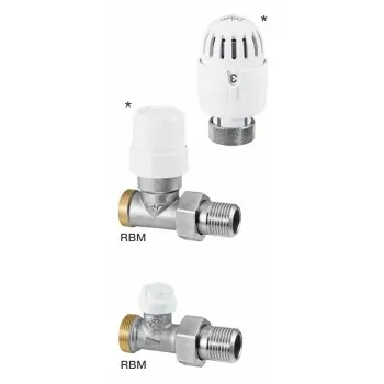 Serie 1343 Kit termostatico: Valvola termostatica diritta per tubo rame o polietilene, conforme a norma UNI-EN 215. Detentore...