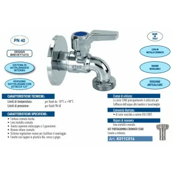 Star 1720 rubinetto lavatrice ø1/2" pn40 cromato 1720C404 - Valv. a sfera speciali