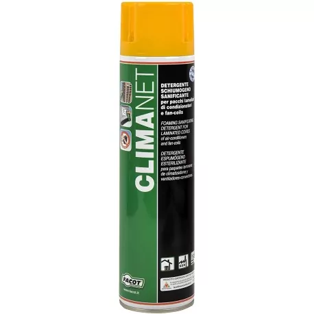 CLIMANET Detergente schiumogeno sanificante per batterie lamellari di condizionatori e fan-coil a bassa residualità. 600ml CLINET0600
