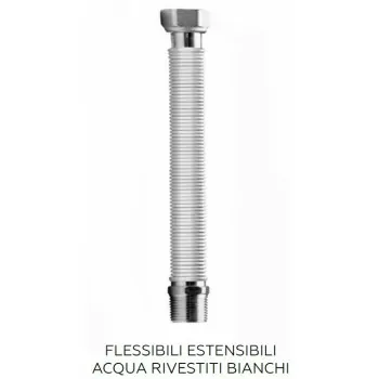 Flessibile estensibile LEO-WHITE DN15 MR1/2 FG1/2 80-120mm F0001-00500 - Per sanitari - treccia inox