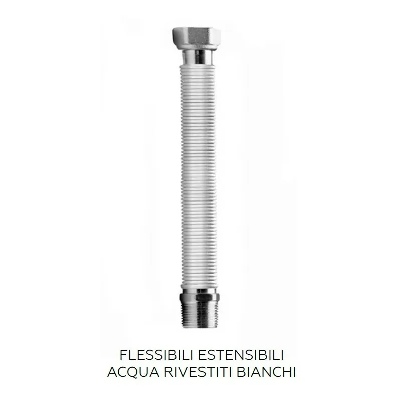 Flessibile estensibile LEO-WHITE DN15 MR1/2 FG1/2 120-200mm F0001-00501 - Per sanitari - treccia inox
