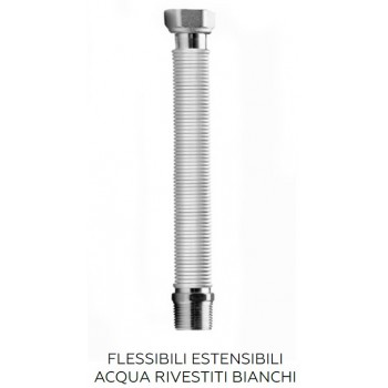 Flessibile estensibile LEO-WHITE DN15 MR1/2 FG1/2 300-600mm F0001-00503 - Per sanitari - treccia inox