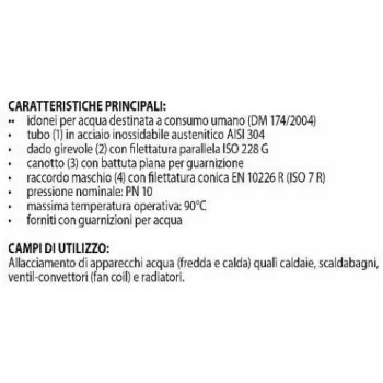 Flessibile estensibile LEO-WHITE DN20 MR3/4 FG3/4 80-120mm F0001-00504 - Per sanitari - treccia inox