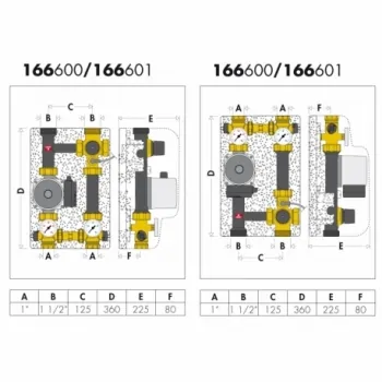 166 Gruppo di regolazione termostatica ø1"F pompa Dab Evosta2 166600HE5 - Moduli di utenza