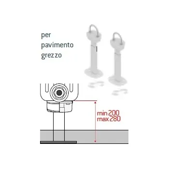 PGT 1-60 - Piedino PGT1-60 incluso di copri piedino (2 pz a confezione) H da pavimento regolabile\n200-280mm - Acquistare sep...