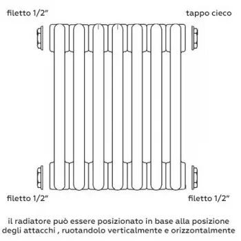 Radiatore tubolare multicolonna bianco con tappi bianco 10 elementi 2 colonne h. 2000 mm 0Q0022000100000 - Rad. tubolari in a...