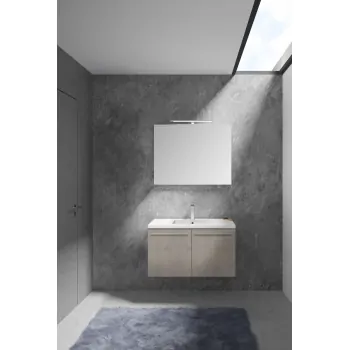 Mobile bagno completo - dim. 70x50x50 cm con doppia anta, lavabo in ceramica, specchio e lampada a led (spedizione in circa 2...