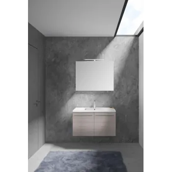 Mobile bagno completo - dim. 70x50x50 cm con doppia anta, lavabo in ceramica, specchio e lampada a led (spedizione in circa 2...