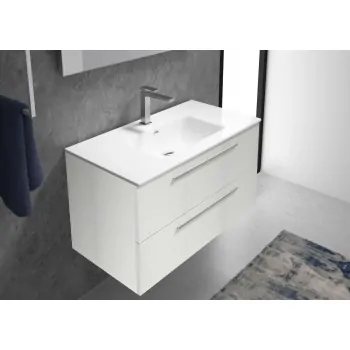 Mobile bagno completo - dim. 70x50x50 cm con doppio cassetto, lavabo in ceramica, specchio e lampada a led (spedizione in cir...
