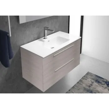 Mobile bagno completo - dim. 70x50x50 cm con doppio cassetto, lavabo in ceramica, specchio e lampada a led (spedizione in cir...