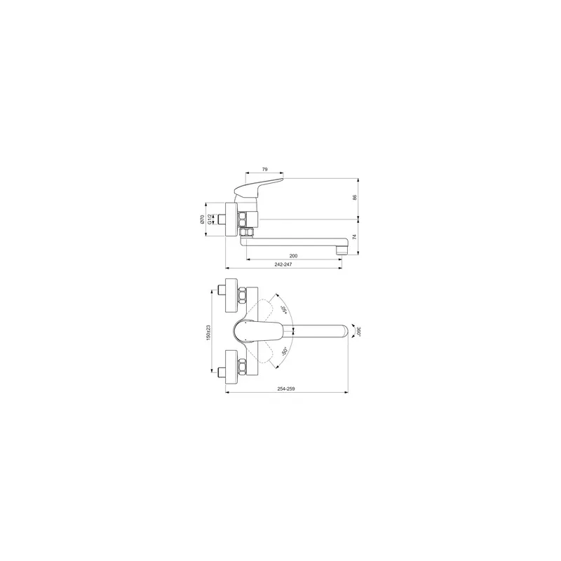 Ideal Standard CeraFlex - Miscelatore per lavello, braccio di erogazione girevole 200 mm, cromato B1730AA - Per lavelli