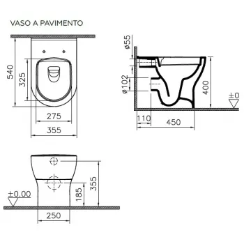 STYLE P VASO PAVIMENTO rimless scarico S 7517N003-1869 - Vasi WC