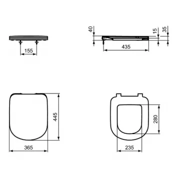 Ideal Standard I.LIFE A sedile per vasi a terra staccati da parete, cerniera in metallo, senza discesa rallentata, colore bia...