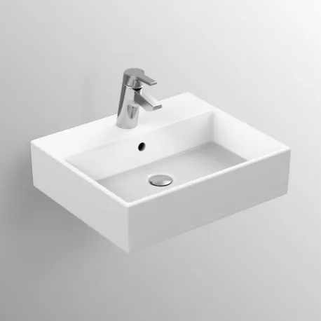 STRADA lavabo 50 x 42 cm con foro per rubinetteria con troppopieno, bianco K077701